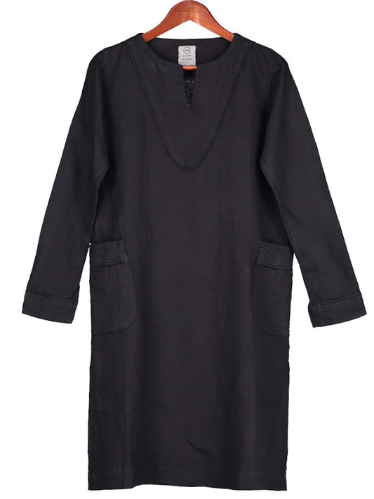 SHORT KAFTAN IN midnight blue Linen, Kaftan, Hickman & Bousfield - Hickman & Bousfield, Safari and Travel Clothing