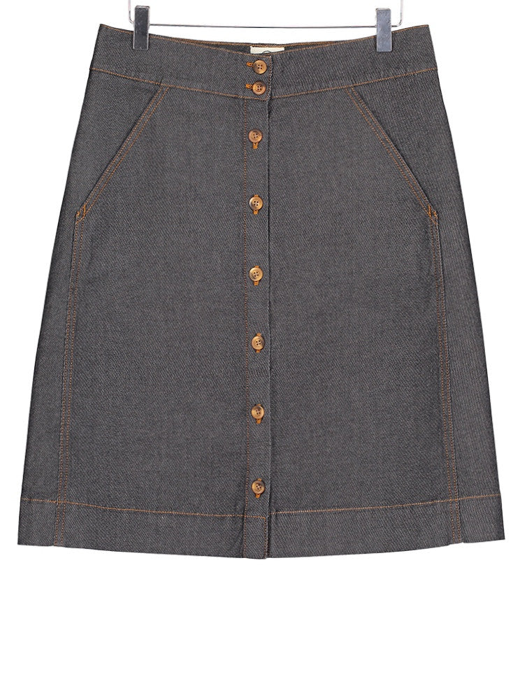 Button Through Skirt - Denim, Dress, Hickman & Bousfield - Hickman & Bousfield, Safari and Travel Clothing
