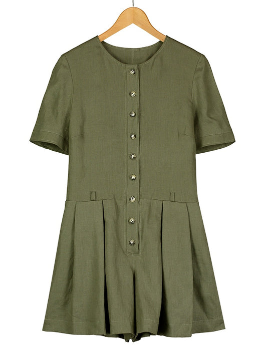 Olive Linen Playsuit, Dress, Hickman & Bousfied - Hickman & Bousfield, Safari and Travel Clothing