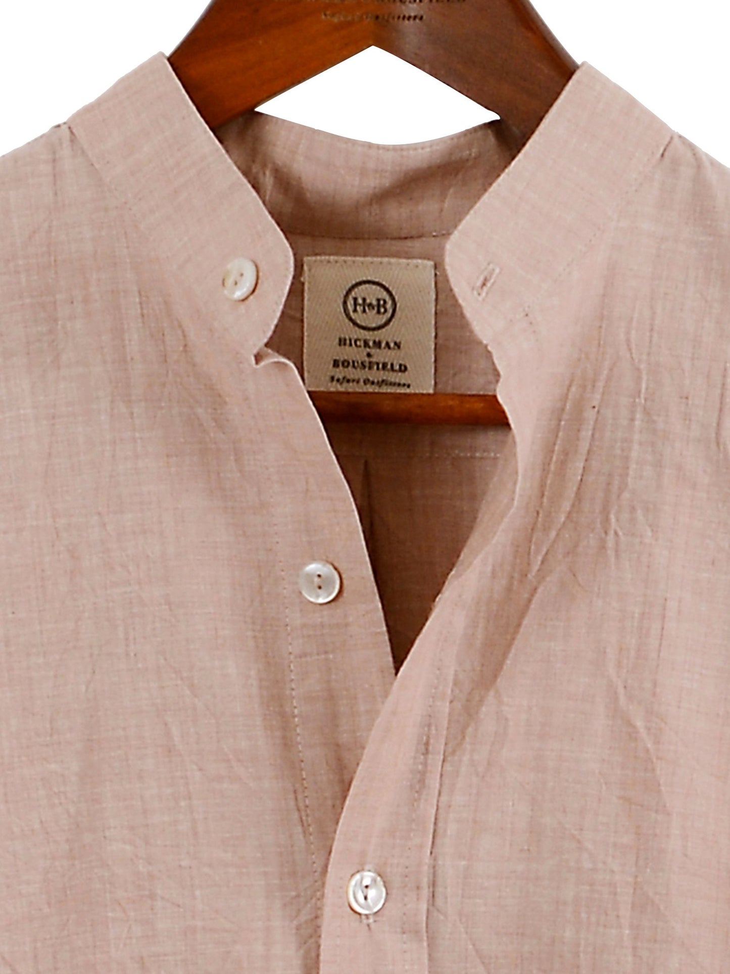 Collarless Shirt in Rose, Shirt, Hickman & Bousfield - Hickman & Bousfield, Safari and Travel Clothing