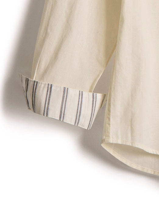 Grandad Shirt in Ivory Cotton,, Shirt, Hickman & Bousfied - Hickman & Bousfield, Safari and Travel Clothing