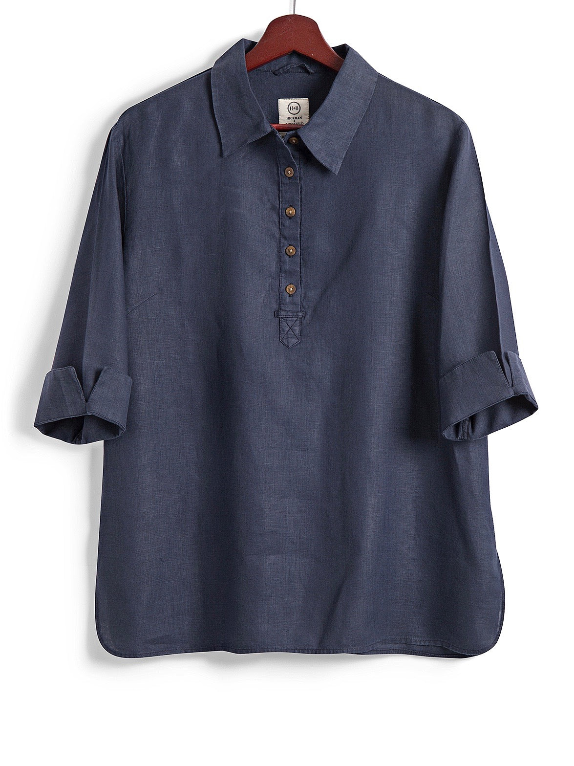 Safari Shirt in Navy Linen, Shirt, Hickman & Bousfied - Hickman & Bousfield, Safari and Travel Clothing