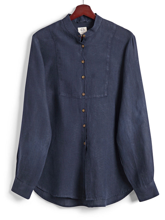 Bib Shirt in Navy Linen, Shirt, Hickman & Bousfied - Hickman & Bousfield, Safari and Travel Clothing