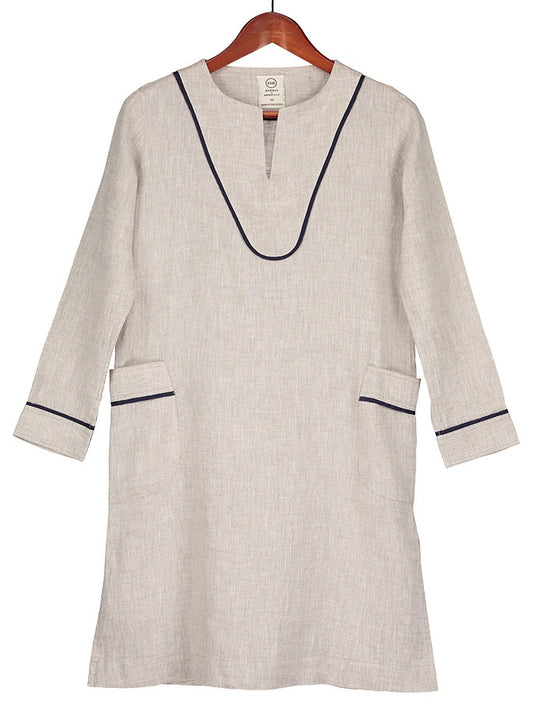 SHORT KAFTAN IN Natural Linen, Kaftan, Hickman & Bousfield - Hickman & Bousfield, Safari and Travel Clothing