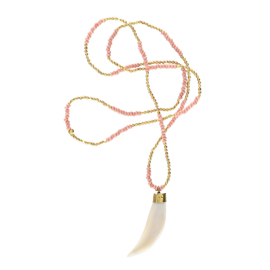 Addis Tooth Necklace :: 1x Maasai Mauve beads - Hickman & Bousfield