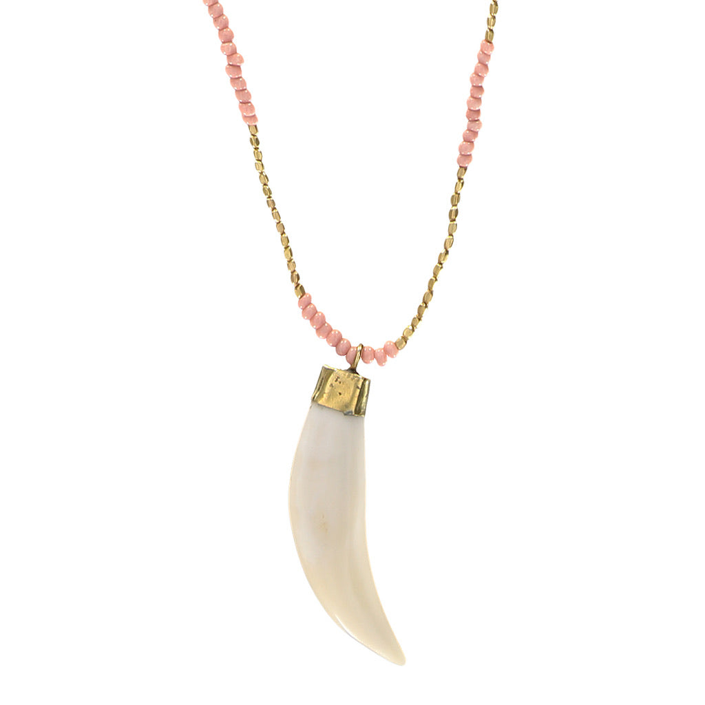 Addis Tooth Necklace :: 1x Maasai Mauve beads - Hickman & Bousfield