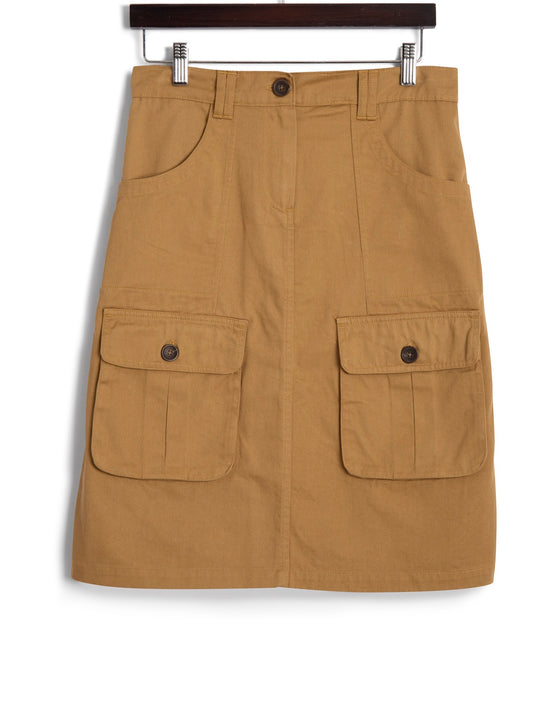 Front Pocket Skirt in Khaki Twill, Dress, Hickman & Bousfield - Hickman & Bousfield, Safari and Travel Clothing