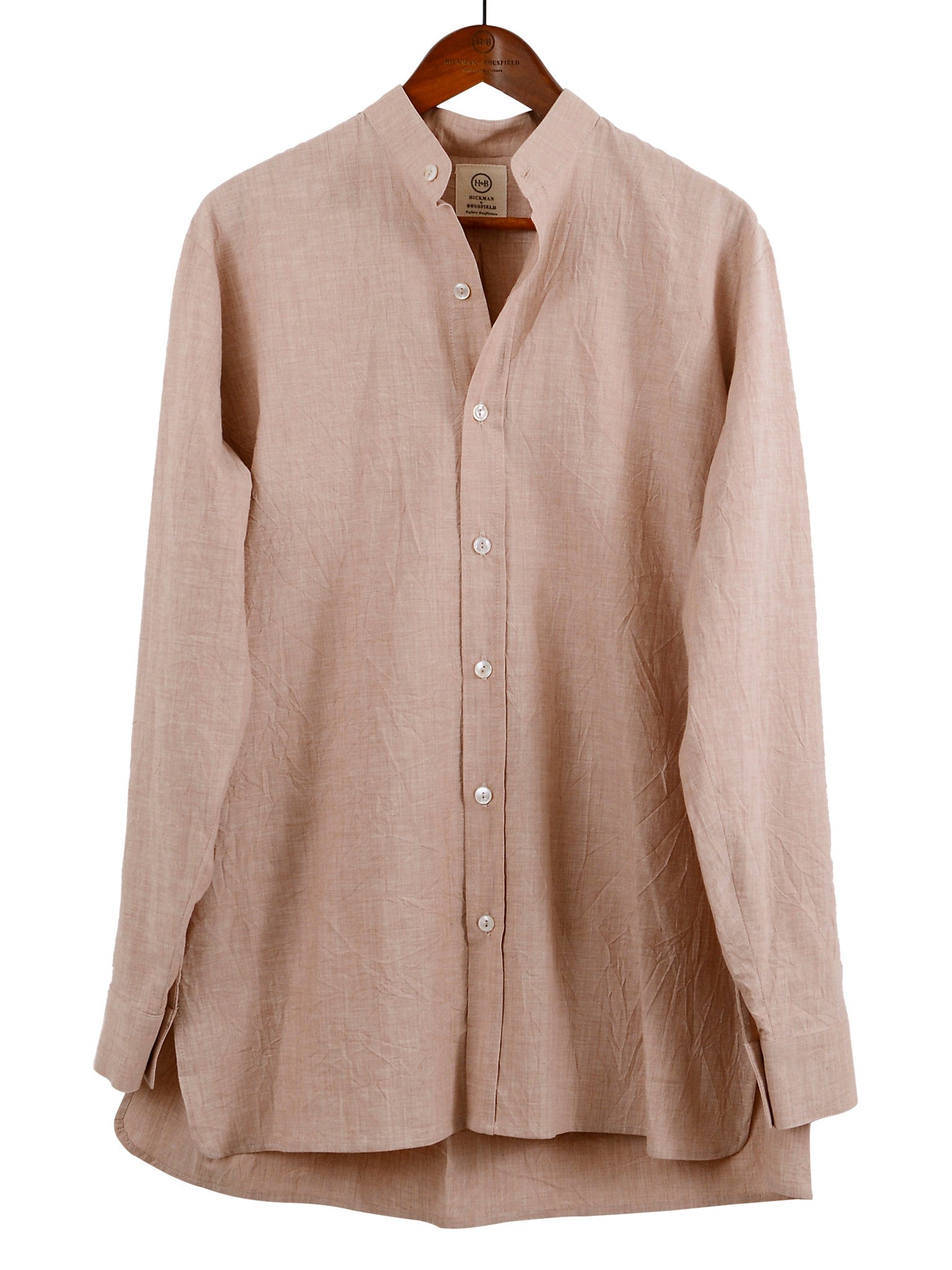 Collarless Shirt in Rose, Shirt, Hickman & Bousfield - Hickman & Bousfield, Safari and Travel Clothing