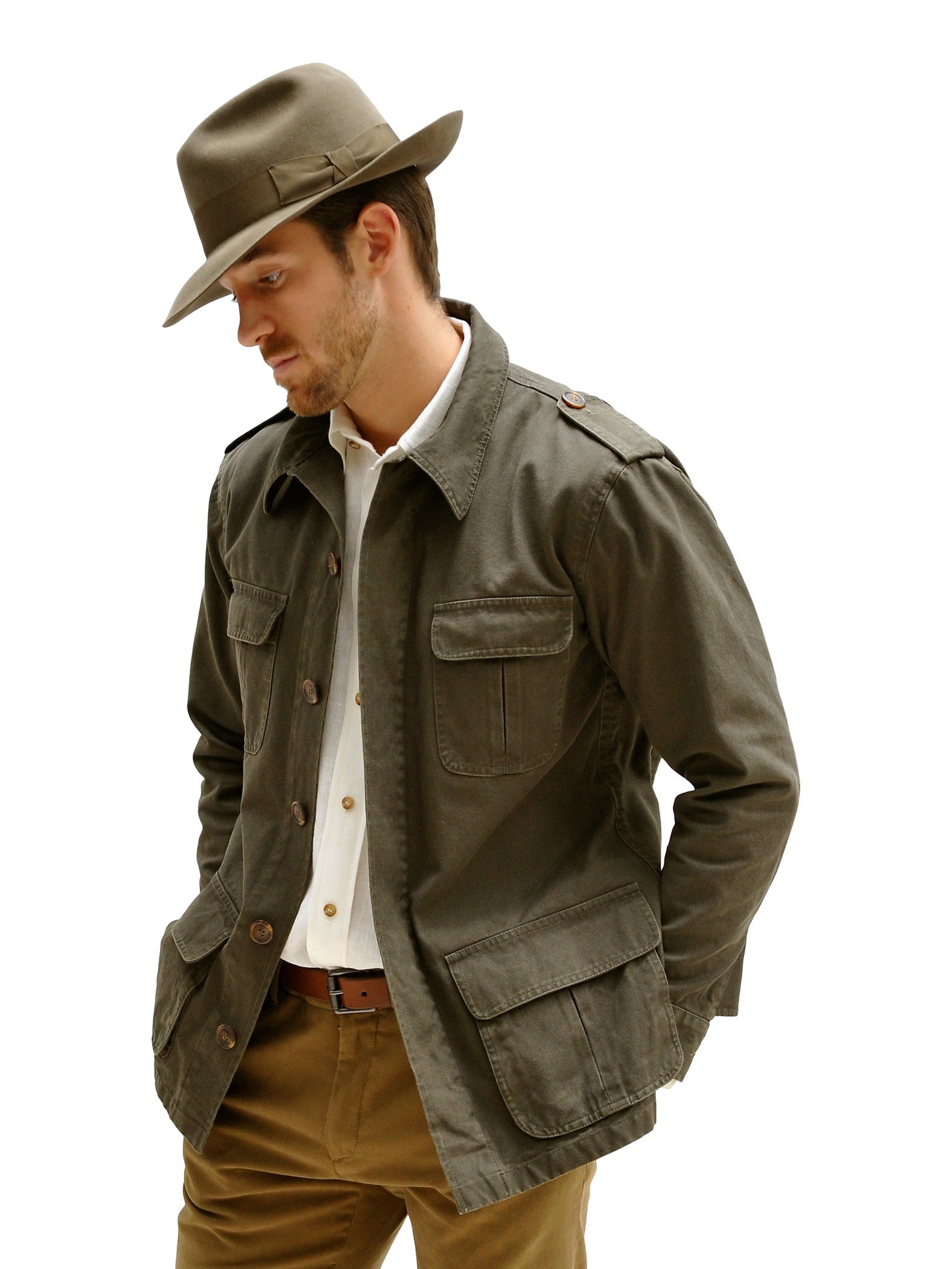 BUSH JACKET IN COTTON CANVAS, Jacket, Hickman & Bousfield - Hickman & Bousfield, Safari and Travel Clothing