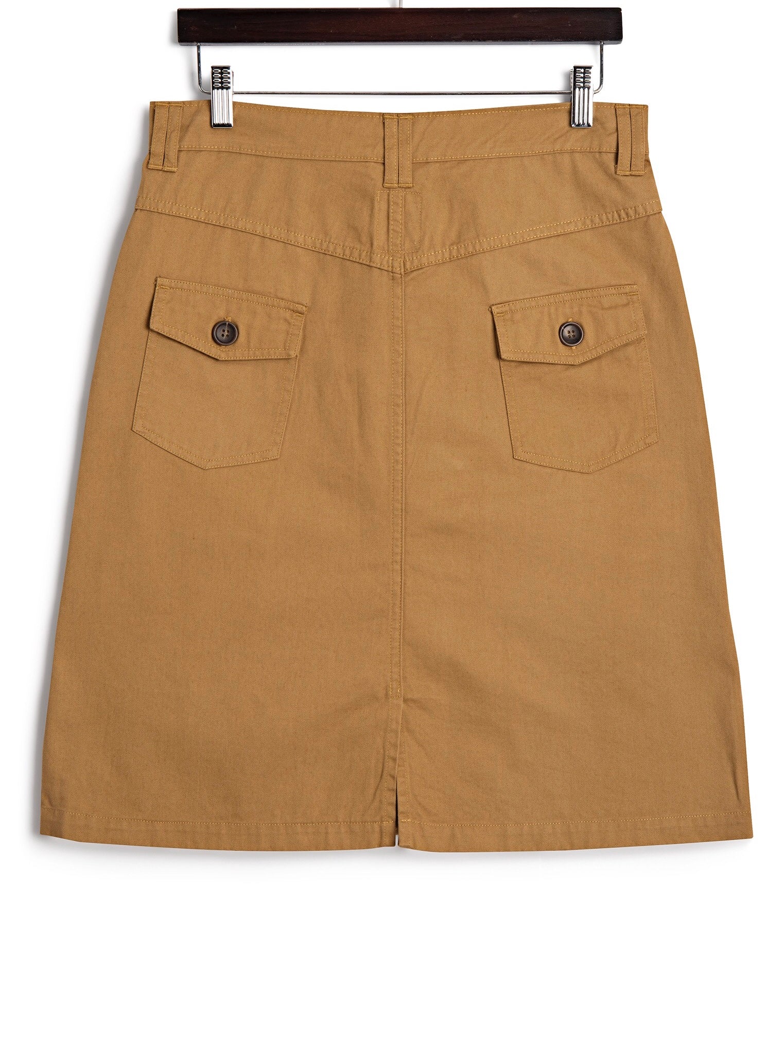Front Pocket Skirt in Khaki Twill, Dress, Hickman & Bousfield - Hickman & Bousfield, Safari and Travel Clothing