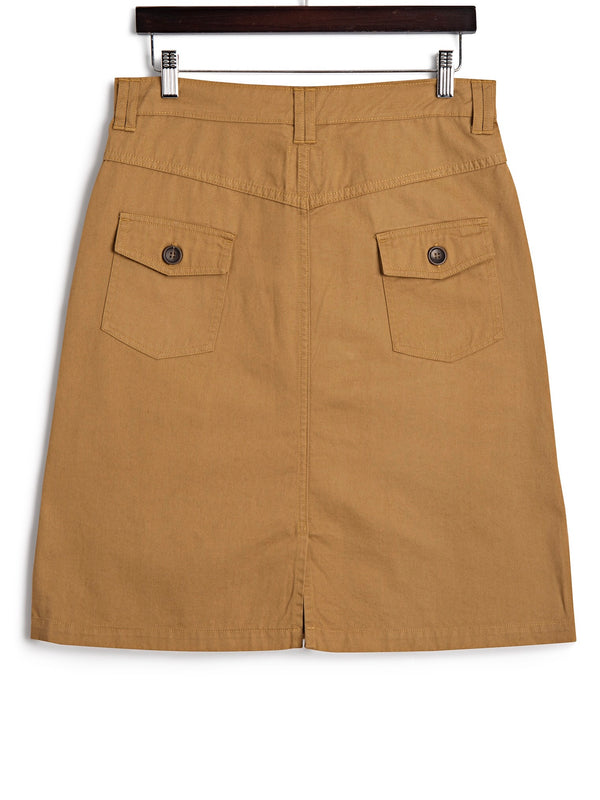 Front Pocket Skirt in Khaki Twill Hickman Bousfield