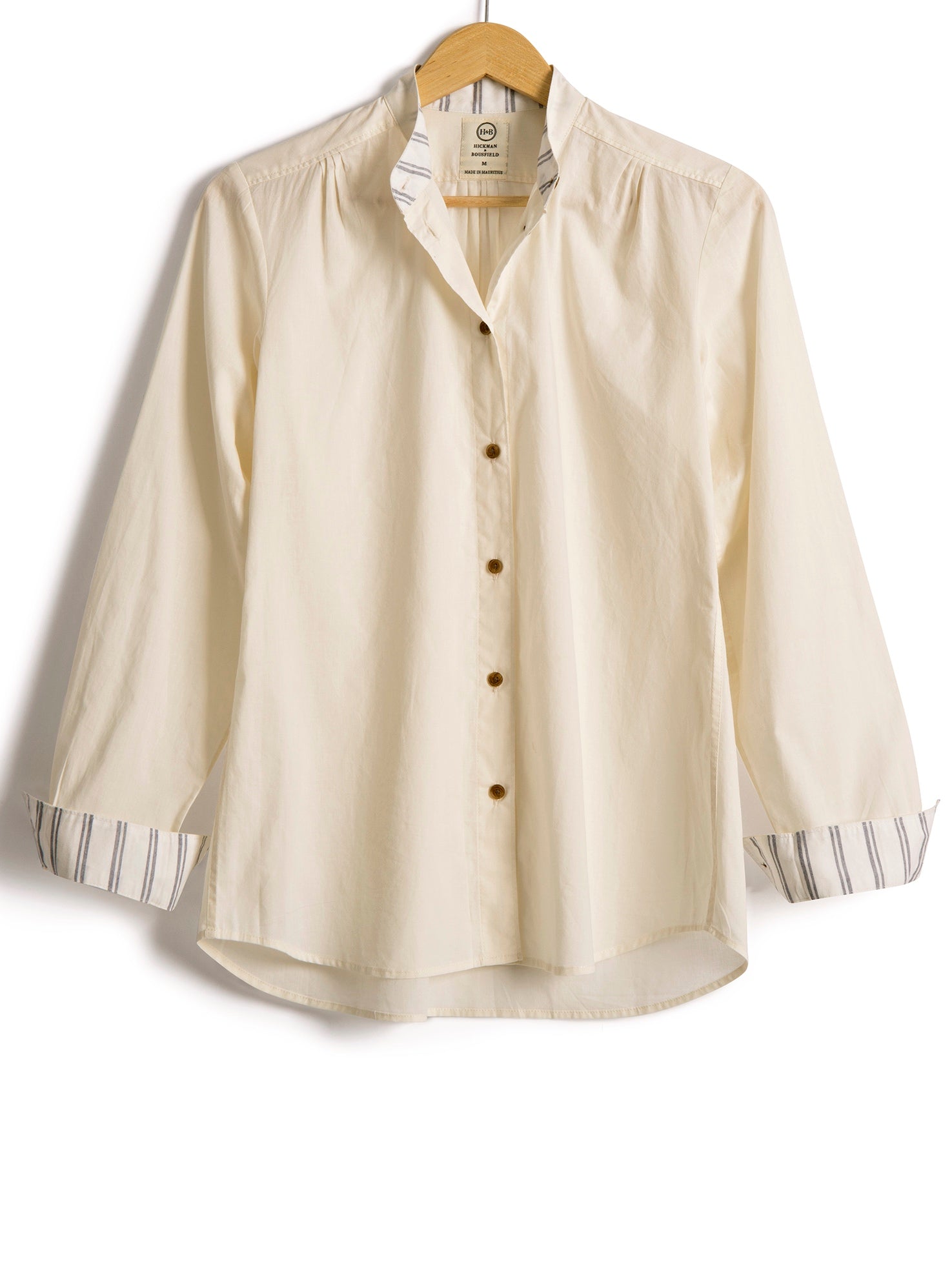 Grandad Shirt in Ivory Cotton,, Shirt, Hickman & Bousfied - Hickman & Bousfield, Safari and Travel Clothing