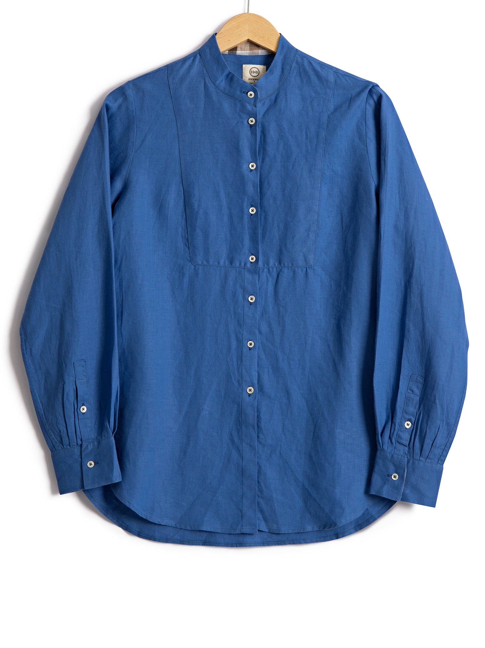 Bib Shirt in Persian Blue Linen, Shirt, Hickman & Bousfied - Hickman & Bousfield, Safari and Travel Clothing
