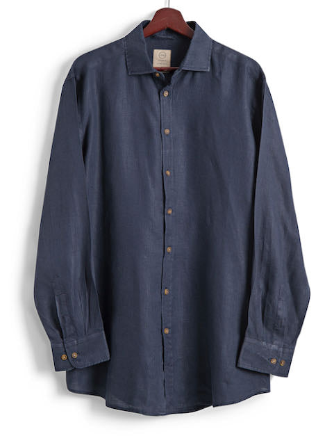 Men's Linen Shirt in Navy Blue, Shirt, Hickman & Bousfied - Hickman & Bousfield, Safari and Travel Clothing