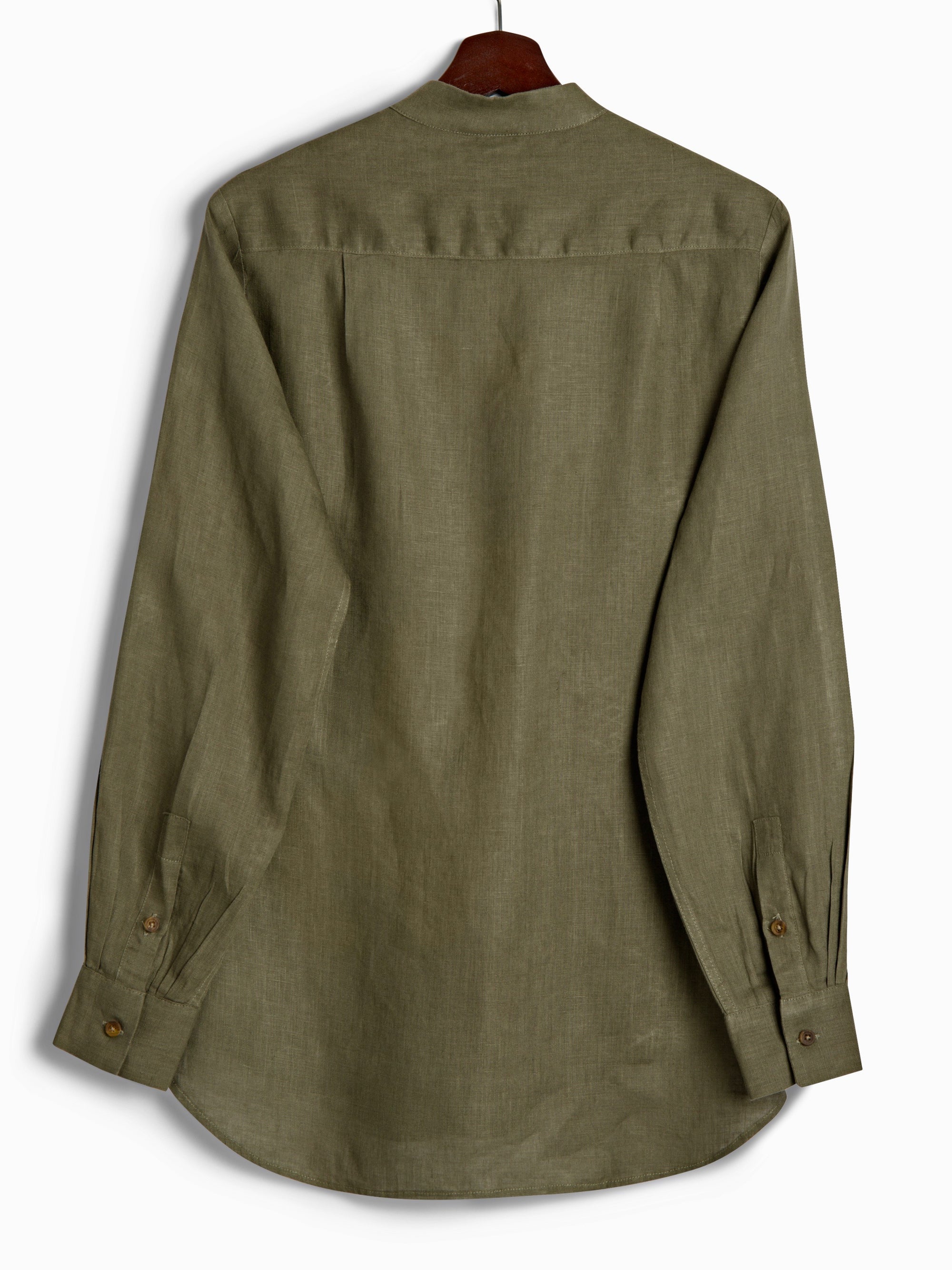 Bib Shirt in Olive Linen, Shirt, Hickman & Bousfied - Hickman & Bousfield, Safari and Travel Clothing