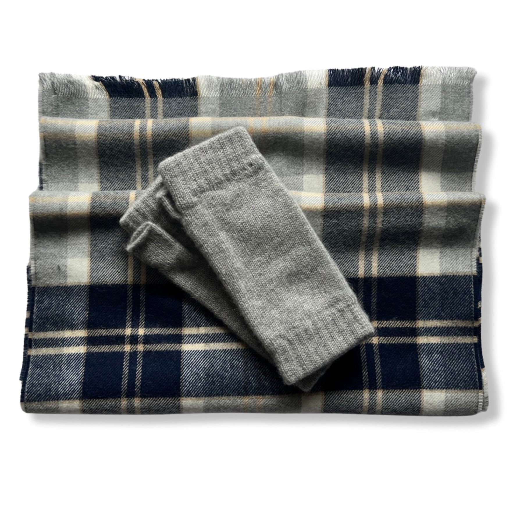 Gift Bundle - Tartan Merino Scarf with Cashmere Wrist Warmers, Scarves, Hickman & Bousfield - Hickman & Bousfield, Safari and Travel Clothing